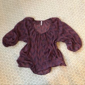 Audrey 3+1 maroon sheer blouse